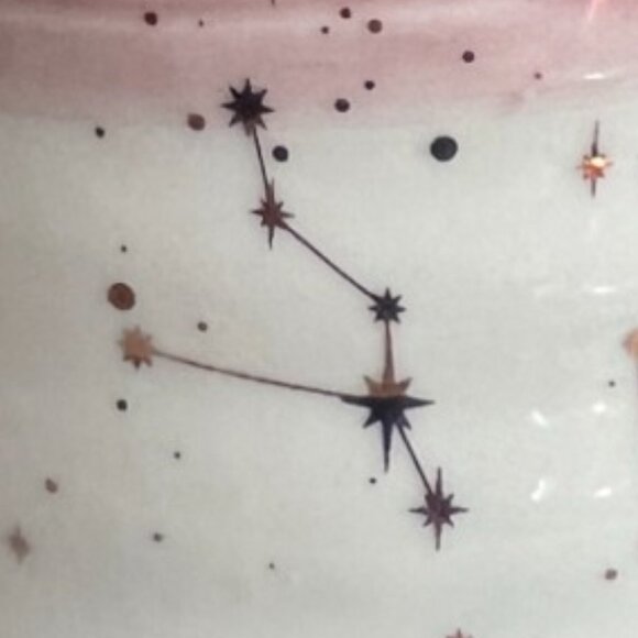 NWT Zodiac Celestial Mug Metallic Gold Stars Pink & White Hand-Painted 16-18oz - Picture 12 of 14